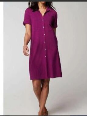 J. Jill Magenta Button-Front Dress